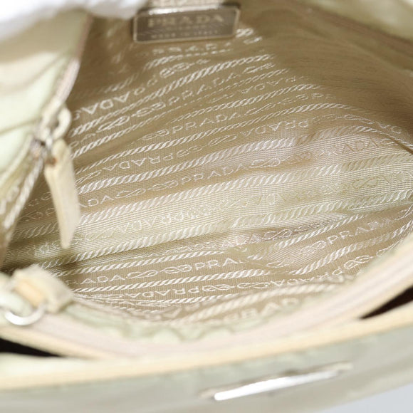 PRADA Tote Bag Nylon Ivory Silver Auth 189601