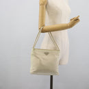 PRADA Tote Bag Nylon Ivory Silver Auth 189601-25