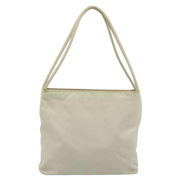 PRADA Tote Bag Nylon Ivory Silver Auth 189601