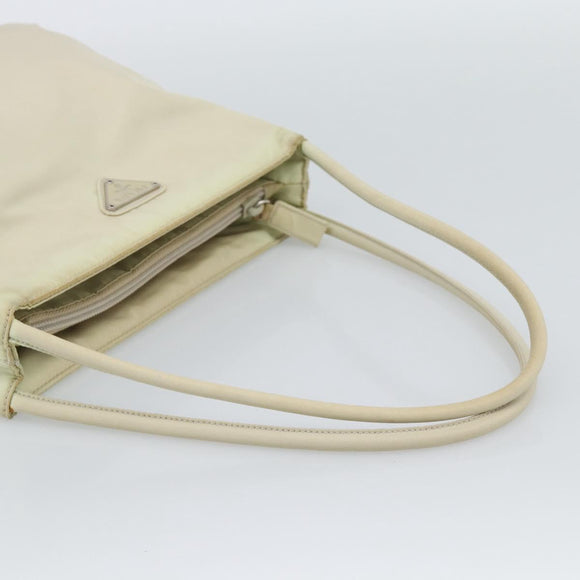 PRADA Tote Bag Nylon Ivory Silver Auth 189601