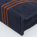 HERMES New Fourre Tout PM Hand Bag Canvas Navy Silver Auth 189604-9