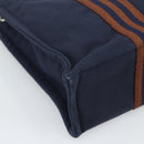 HERMES New Fourre Tout PM Hand Bag Canvas Navy Silver Auth 189604-16