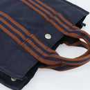 HERMES New Fourre Tout PM Hand Bag Canvas Navy Silver Auth 189604-6