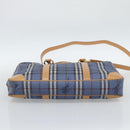 Burberrys Nova Check Hand Bag PVC 2way Blue Gold Auth 189609-5