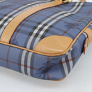 Burberrys Nova Check Hand Bag PVC 2way Blue Gold Auth 189609-17