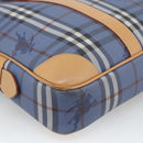 Burberrys Nova Check Hand Bag PVC 2way Blue Gold Auth 189609-18