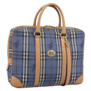 Burberrys Nova Check Hand Bag PVC 2way Blue Gold Auth 189609-1