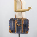 Burberrys Nova Check Hand Bag PVC 2way Blue Gold Auth 189609-24