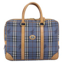 Burberrys Nova Check Hand Bag PVC 2way Blue Gold Auth 189609-13