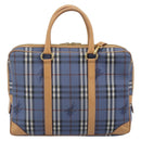 Burberrys Nova Check Hand Bag PVC 2way Blue Gold Auth 189609-2