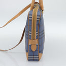 Burberrys Nova Check Hand Bag PVC 2way Blue Gold Auth 189609-4