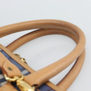 Burberrys Nova Check Hand Bag PVC 2way Blue Gold Auth 189609-15