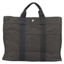 HERMES Her LineMM Hand Bag Canvas Gray Silver Auth 189610-13