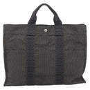 HERMES Her LineMM Hand Bag Canvas Gray Silver Auth 189610-2