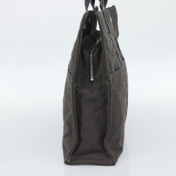 HERMES Her LineMM Hand Bag Canvas Gray Silver Auth 189610