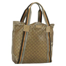 GUCCI GG Crystal Tote Bag Coated Canvas Beige 189669 Auth 189612-1