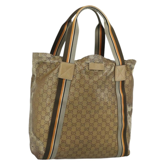 GUCCI GG Crystal Tote Bag Coated Canvas Beige 189669 Auth 189612
