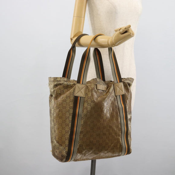 GUCCI GG Crystal Tote Bag Coated Canvas Beige 189669 Auth 189612