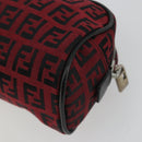FENDI Zucchino Canvas Pouch Red Silver Auth 189615A-15