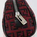 FENDI Zucchino Canvas Pouch Red Silver Auth 189615A-8