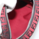 FENDI Zucchino Canvas Pouch Red Silver Auth 189615A-10