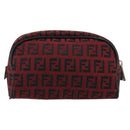 FENDI Zucchino Canvas Pouch Red Silver Auth 189615A-2