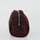 FENDI Zucchino Canvas Pouch Red Silver Auth 189615A-3