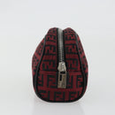 FENDI Zucchino Canvas Pouch Red Silver Auth 189615A-4
