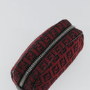 FENDI Zucchino Canvas Pouch Red Silver Auth 189615A-5
