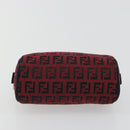 FENDI Zucchino Canvas Pouch Red Silver Auth 189615A-6