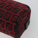 FENDI Zucchino Canvas Pouch Red Silver Auth 189615A-7