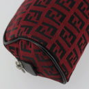 FENDI Zucchino Canvas Pouch Red Silver Auth 189615A-14