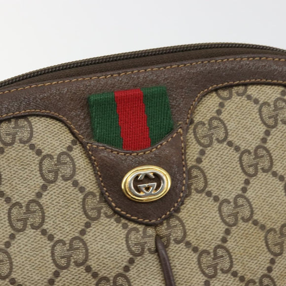 GUCCI GG Supreme Web Sherry Line Bag PVC Beige Gold 904 02 047 Auth 189616