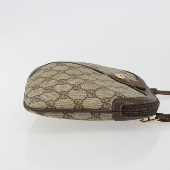 GUCCI GG Supreme Web Sherry Line Bag PVC Beige Gold 904 02 047 Auth 189616