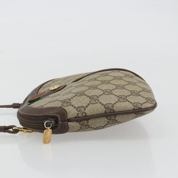 GUCCI GG Supreme Web Sherry Line Bag PVC Beige Gold 904 02 047 Auth 189616