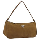 PRADA Accessory Pouch Nylon Brown Silver Auth 189617-1