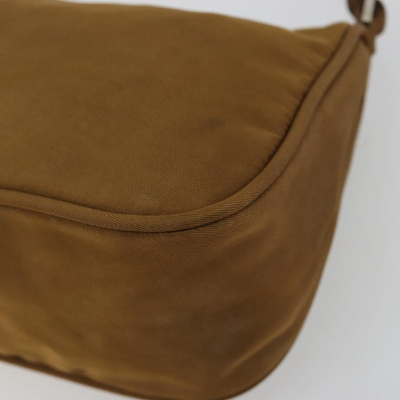 PRADA Accessory Pouch Nylon Brown Silver Auth 189617
