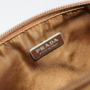PRADA Accessory Pouch Nylon Brown Silver Auth 189617-16