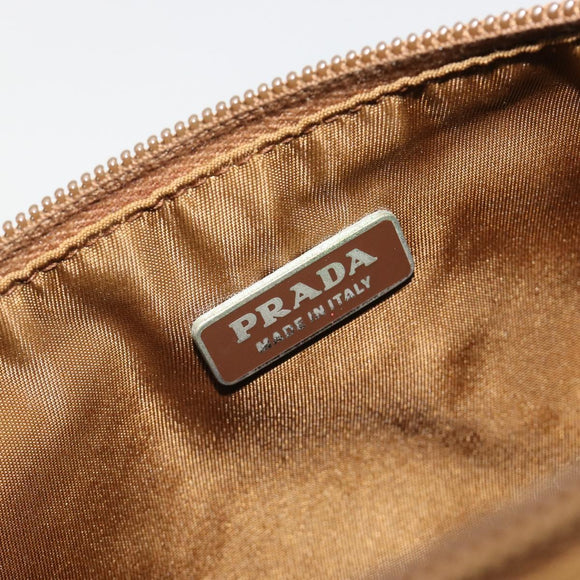 PRADA Accessory Pouch Nylon Brown Silver Auth 189617