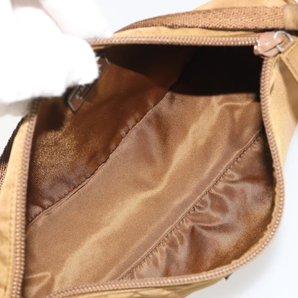 PRADA Accessory Pouch Nylon Brown Silver Auth 189617