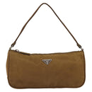 PRADA Accessory Pouch Nylon Brown Silver Auth 189617-2