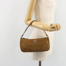 PRADA Accessory Pouch Nylon Brown Silver Auth 189617-21