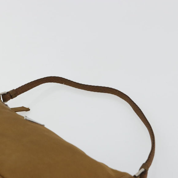 PRADA Accessory Pouch Nylon Brown Silver Auth 189617