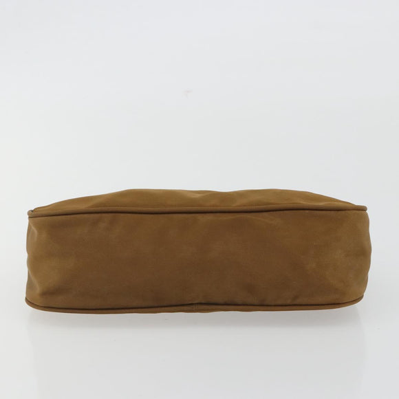 PRADA Accessory Pouch Nylon Brown Silver Auth 189617