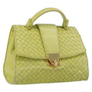 BOTTEGA VENETA INTRECCIATO Hand Bag Leather Yellow Gold Auth 189621-1