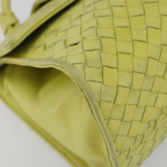 BOTTEGA VENETA INTRECCIATO Hand Bag Leather Yellow Gold Auth 189621