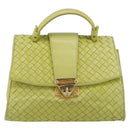 BOTTEGA VENETA INTRECCIATO Hand Bag Leather Yellow Gold Auth 189621-13