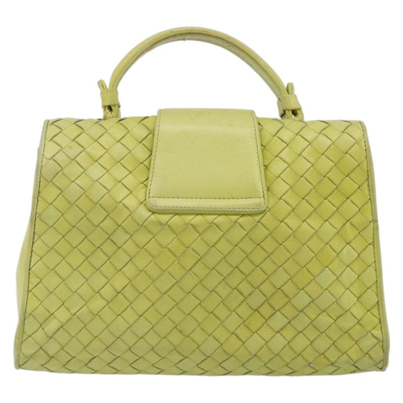 BOTTEGA VENETA INTRECCIATO Hand Bag Leather Yellow Gold Auth 189621