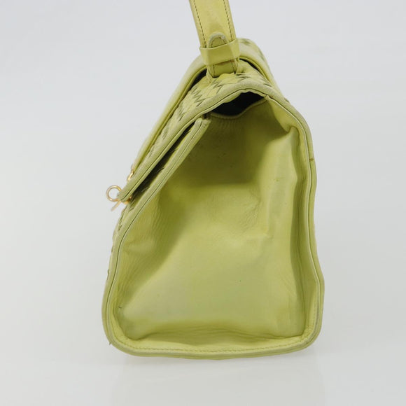 BOTTEGA VENETA INTRECCIATO Hand Bag Leather Yellow Gold Auth 189621