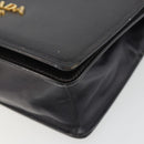 PRADA Chain Shoulder Bag Saffiano Leather Black Gold Auth 189622A-9